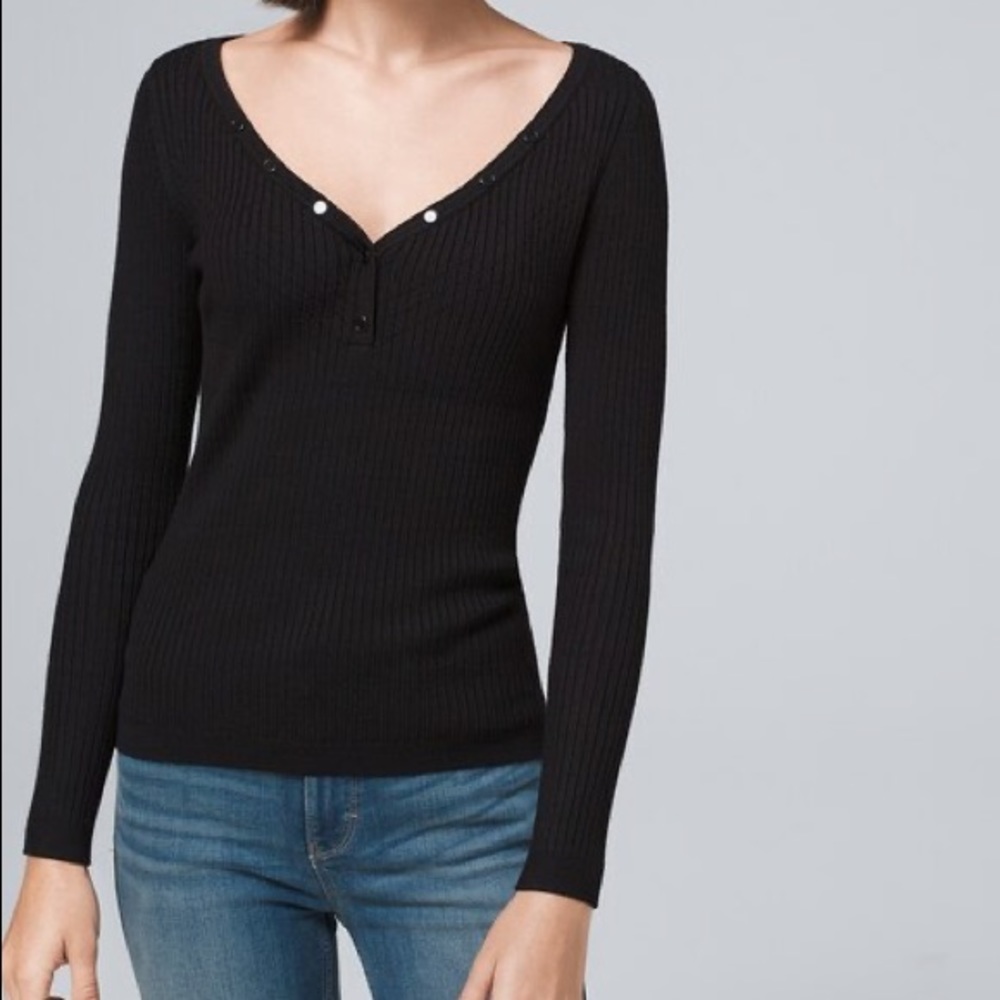 White House Black Market Ribbed Snap-Front Henley no tags but never worn